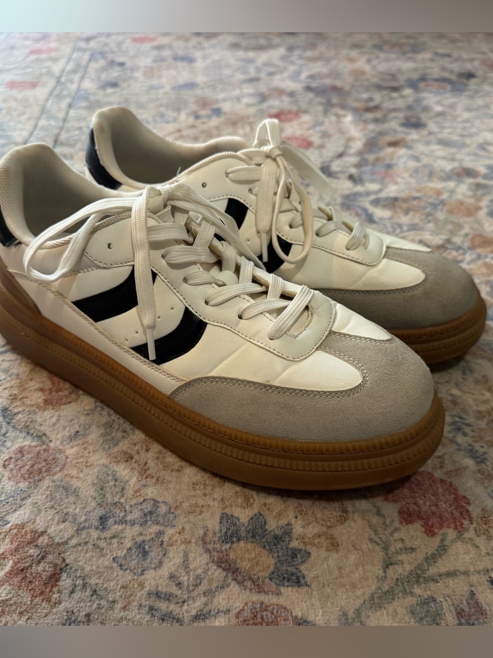 Steve Madden White, Black and Gum-Trim Athletic Sneakers
